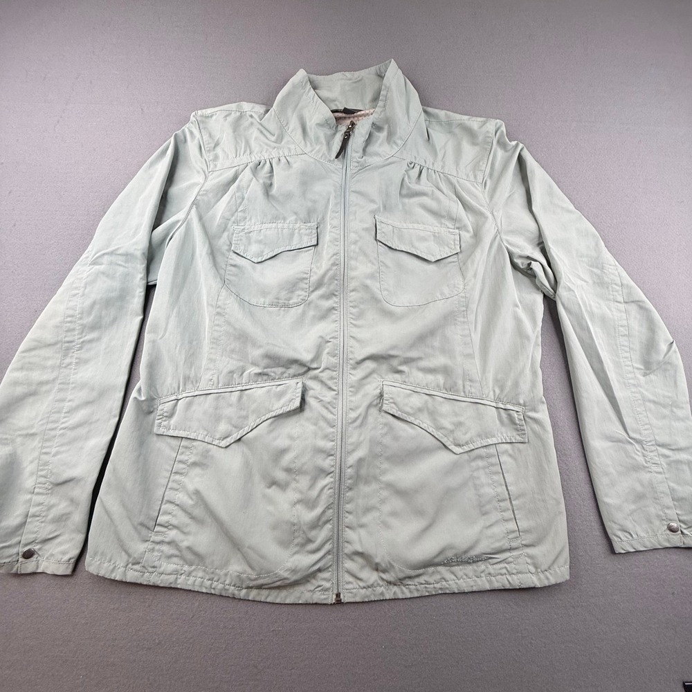 Eddie Bauer Travex Jacket Womens XL Sage Green Full Zip Lightweight Utility Coat